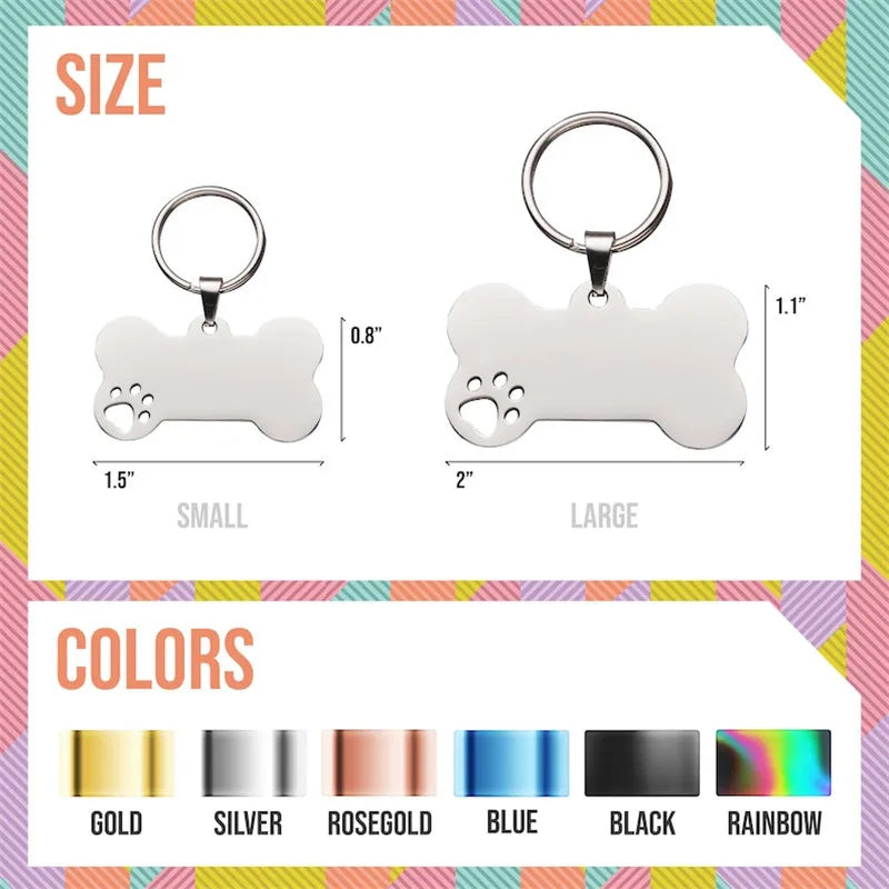 Stainless steel Personalized Engraving Anti-lost Dog ID Tag Customized Pet Name Puppy Collar Dog Cat Bone Tags Pet Supplies