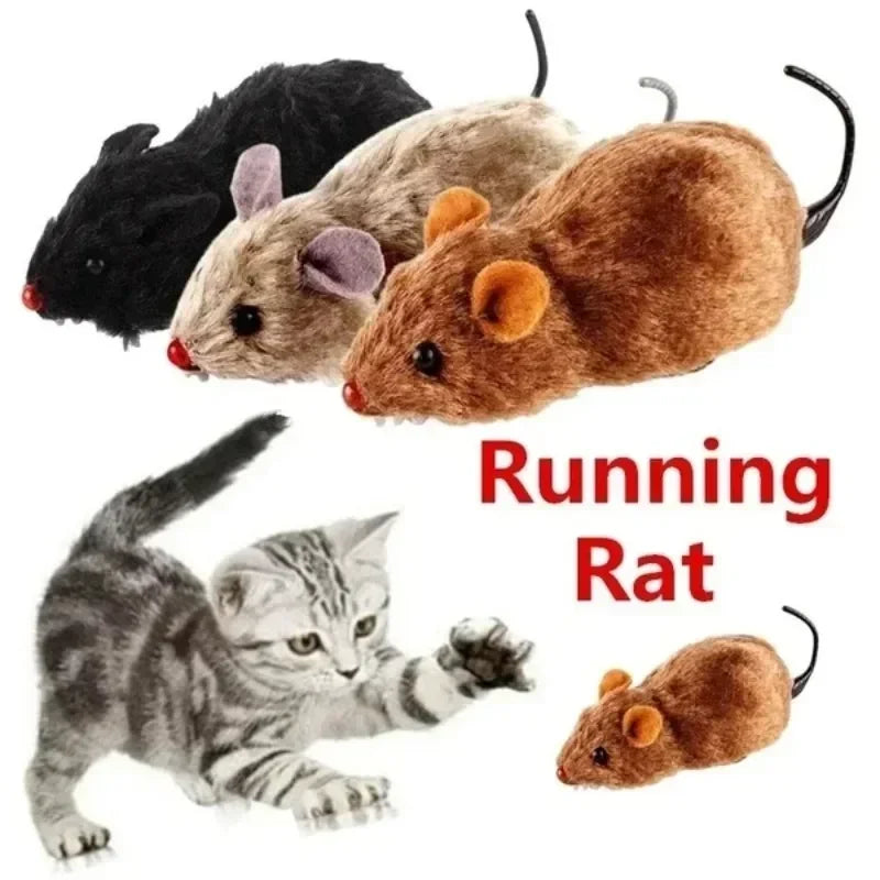 New 1Pc Funny Lifelike Plush Mouse Running Rat Toy for Cats Dogs Tail Mouse Pets Kids Random Color