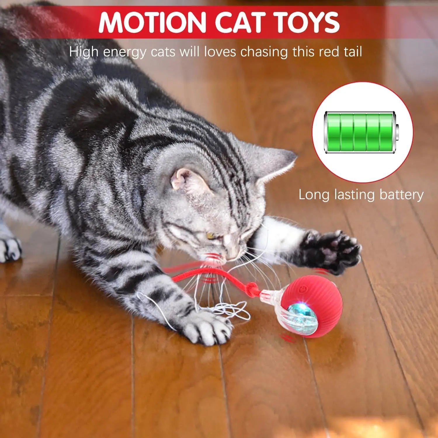 Cat Interactive Ball Toy 3 Mode Automatic Rolling Ball Faux Tail Rechargeable Smart Pet Electric Toy Cat Training Imitate Mouse
