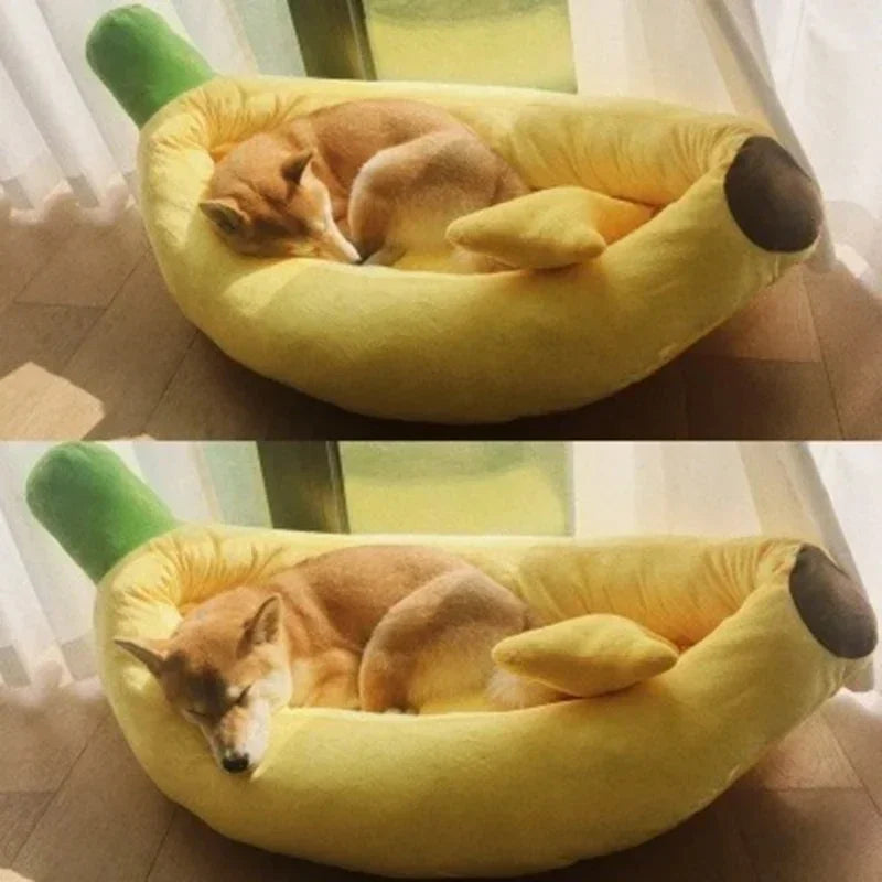 Dog Bed Yellow Banana Cute Soft Pet  for Dogs Cats S Sofa Warm Nest Creative Detachable  House All Seasons Suit
