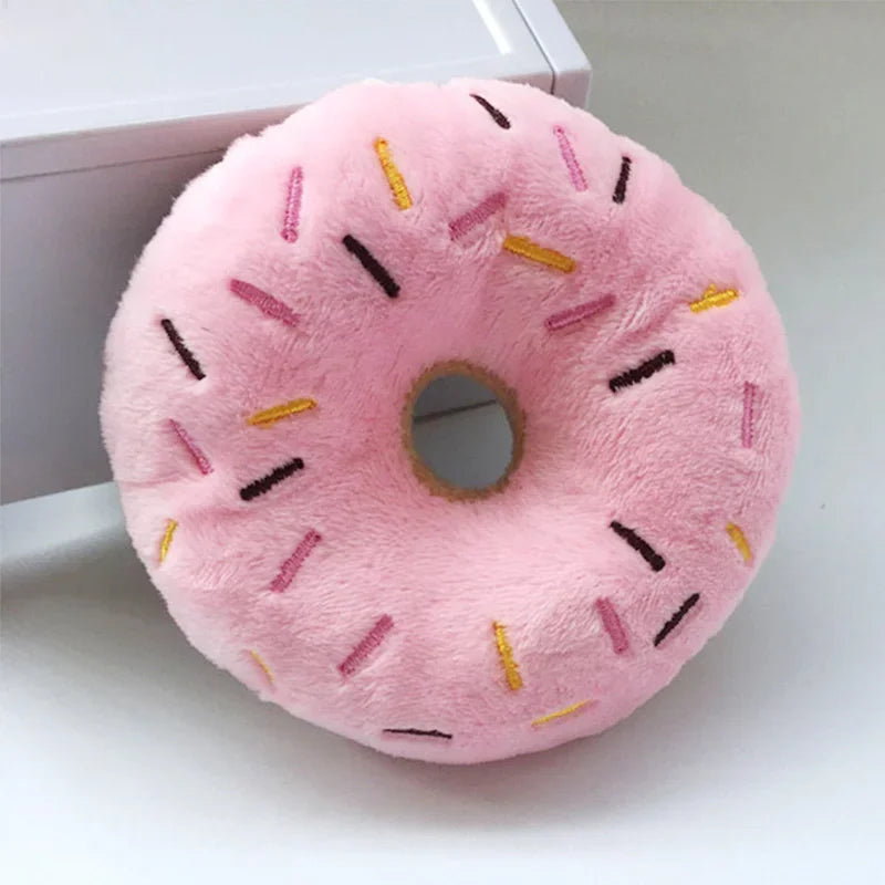 Soft Dog Donuts Plush Pet Dog Toys For Dogs Chew Toy Cute Puppy Squeaker Sound Toys Funny Puppy Small Medium Dog Interactive Toy