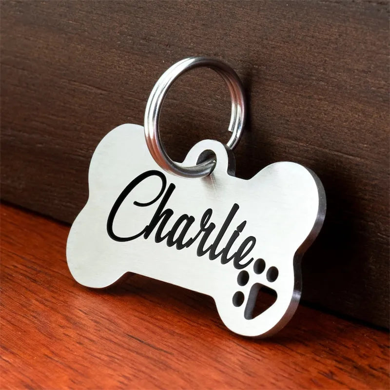 Stainless steel Personalized Engraving Anti-lost Dog ID Tag Customized Pet Name Puppy Collar Dog Cat Bone Tags Pet Supplies