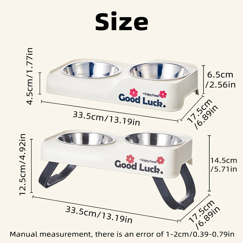 One Dopamine Color Personality High-Low Design Anti-Slip Pet Bowl, Dog and Cat Feeding Dish for Medium to Small Dogs