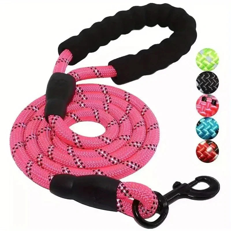 Reflective Dog Leash With Comfortable Padded Handle - Double Heavy Duty Traction Rope For Strong Dogs - Enhance Safety And Contr