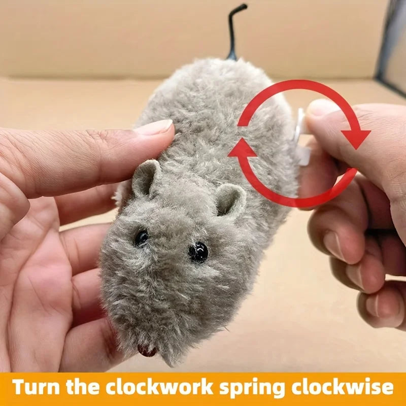 1/5pcs Interactive Plush Wind-Up Mouse Mechanical Moving