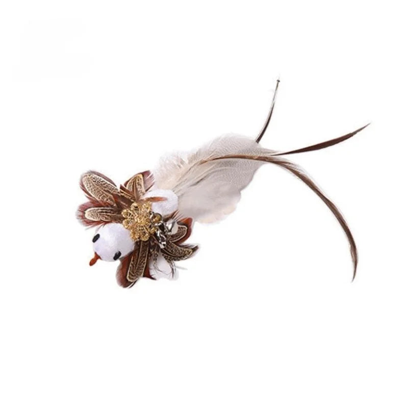 Handfree Bird/Feather Wand Bell Suction Cup Interactive Hunting Exercise