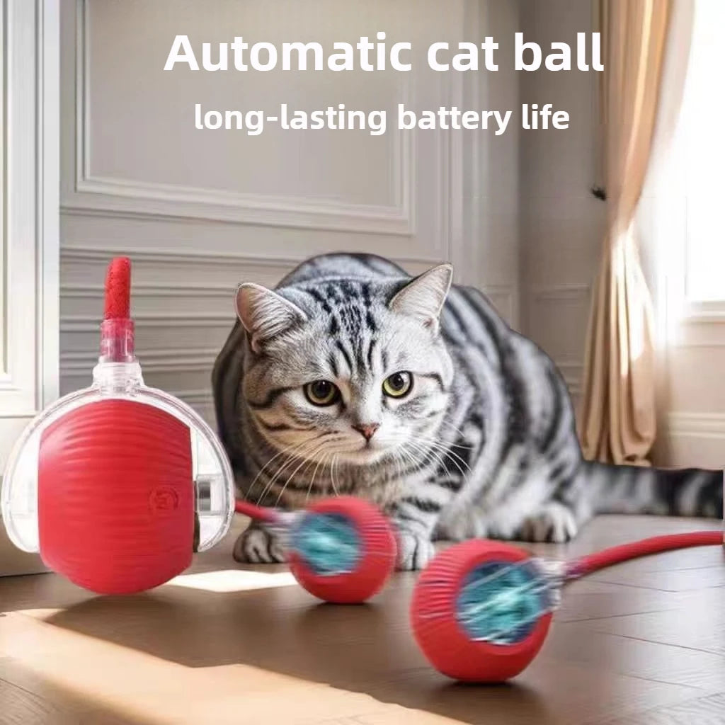 Rechargeable Smart Pet Interactive Toy,Cat Interactive Ball Toy, Automatic Rolling Ball with Tail, , Intelligent Mouse for Cat