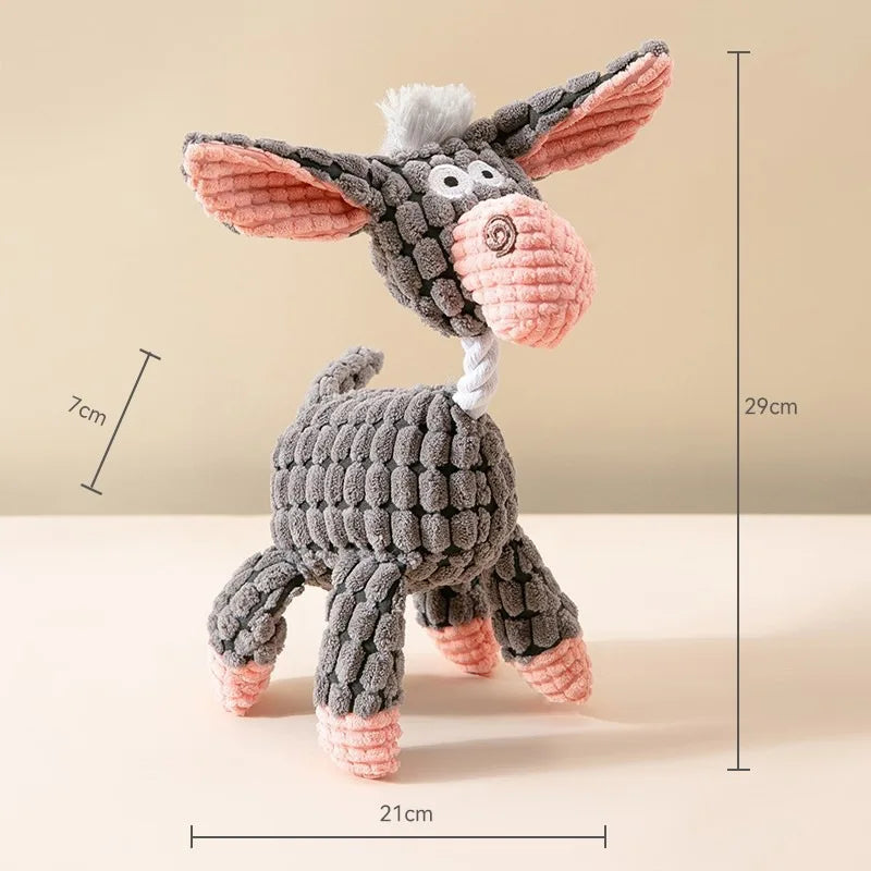 Hot Arrival Plush Dog Toy Animals Shape Bite Resistant Squeaky Toys Corduroy Dog Toys for Small Large Dogs Puppy Pets Training