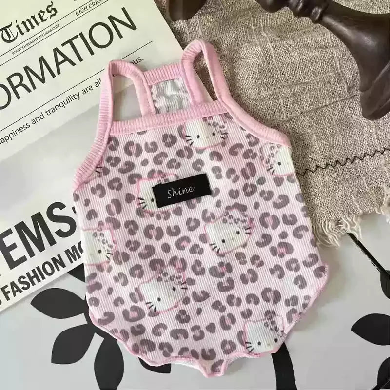 Spring Summer 2025 New Pet Clothes Spice Girls Wind Suspenders Leopard-Print Kitty Ice Silk And Cool Fabrics Cats Dogs Wear Them