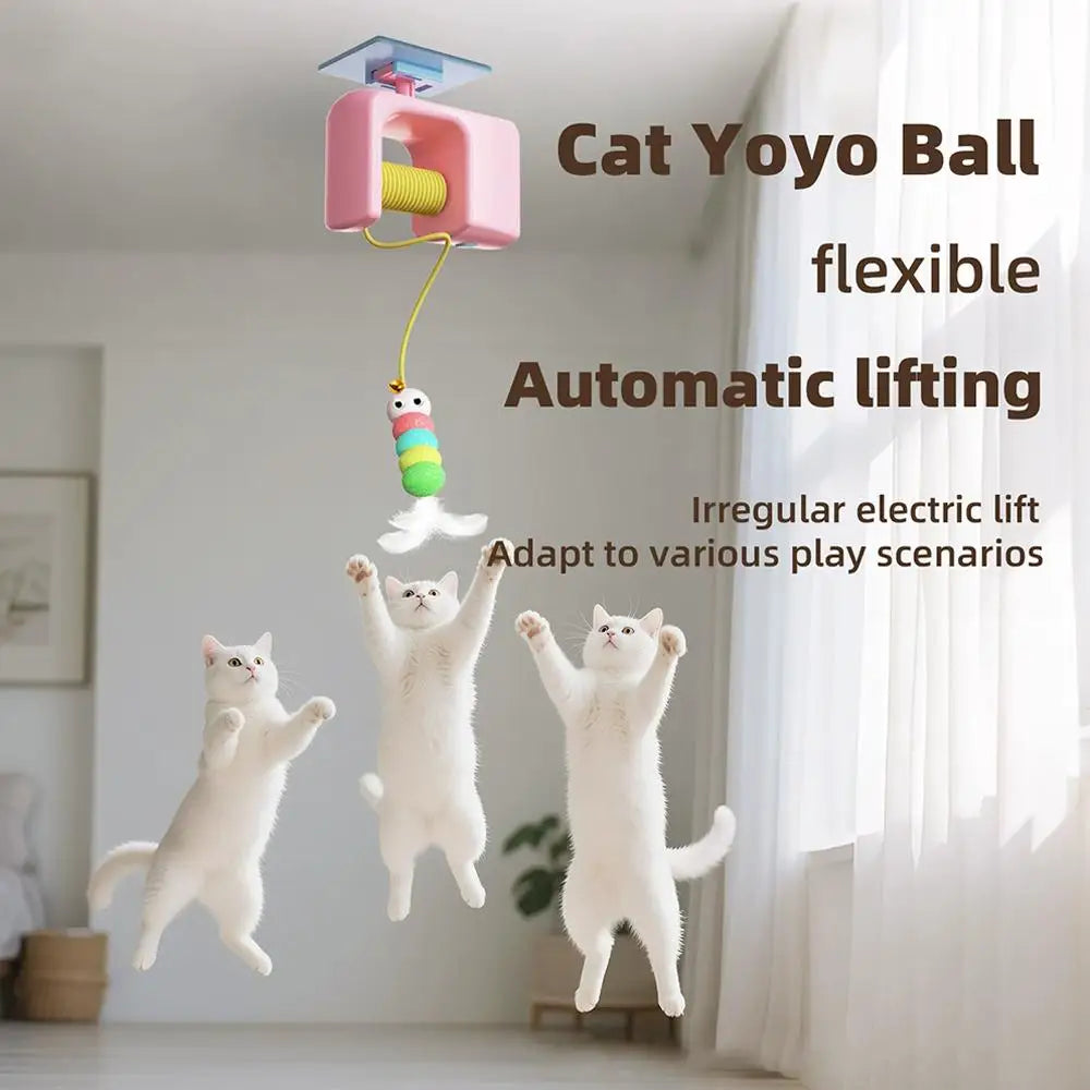 Electric Interactive Cat Teasing Stick Toy Elastic Rope Automatic Flying Bird Cat Toy Pet Stress Relief Toys For Cats