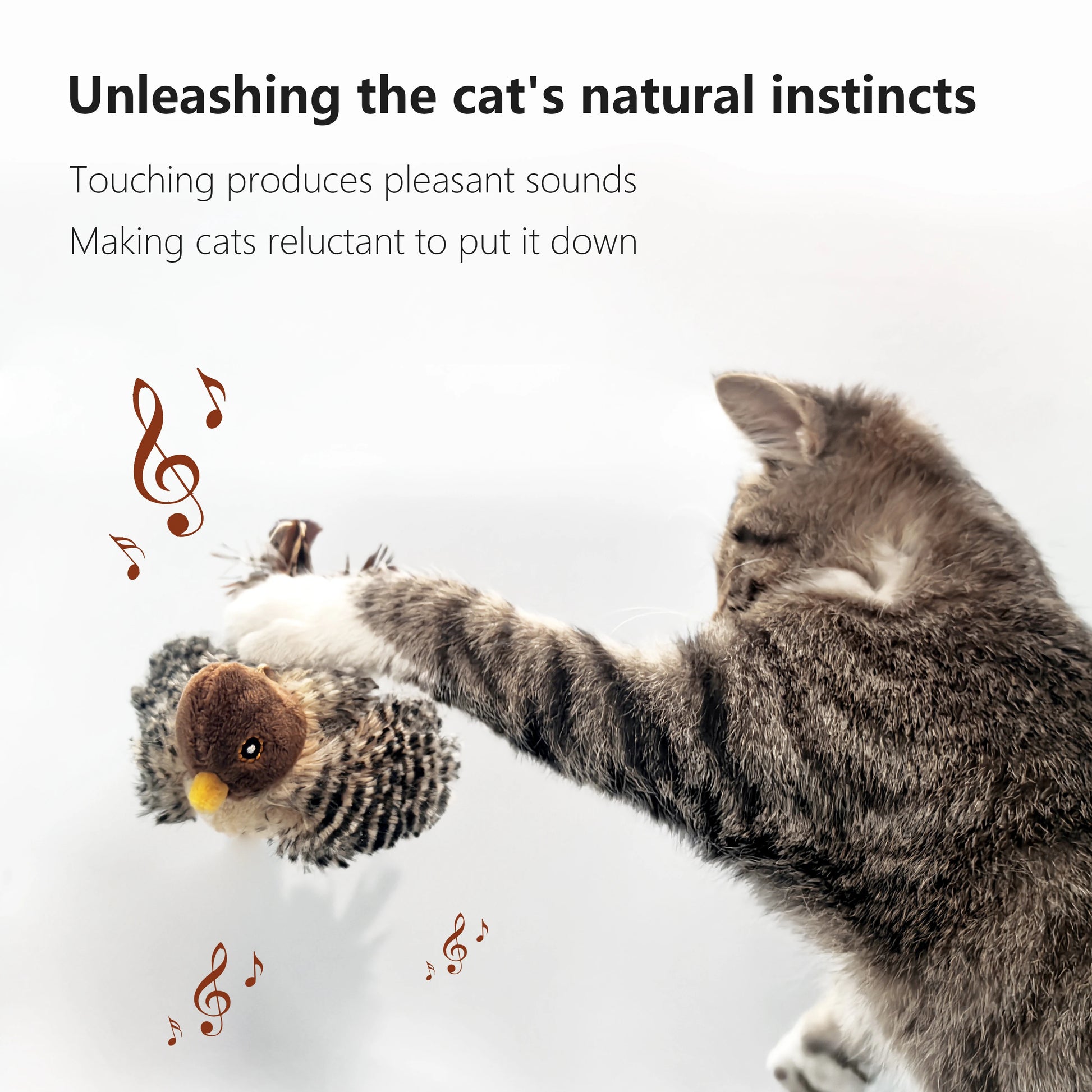 Interactive Squeaky Bird Feather Catnip Chirping