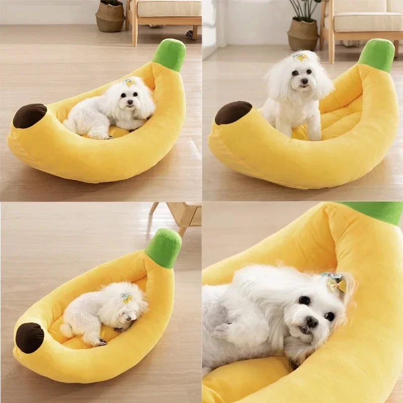 Dog Bed Yellow Banana Cute Soft Pet  for Dogs Cats S Sofa Warm Nest Creative Detachable  House All Seasons Suit