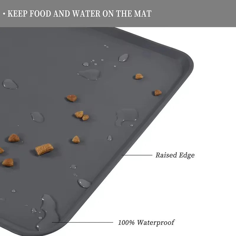 Silicone Pet Food Mat Washable Non-Slip Dog Bowl Mat Waterproof For Dogs Cats Food Water Feeding Mat Anti-Spill Floor Protect
