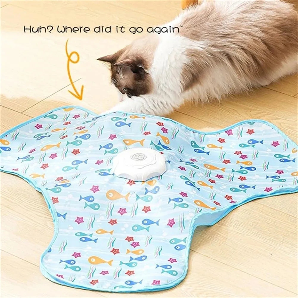 Motion Activated Smart Cat Toys Rechargeable Moving Concealed Feathers Pet Toy Cover Self Soothing Hide and Seek Toy