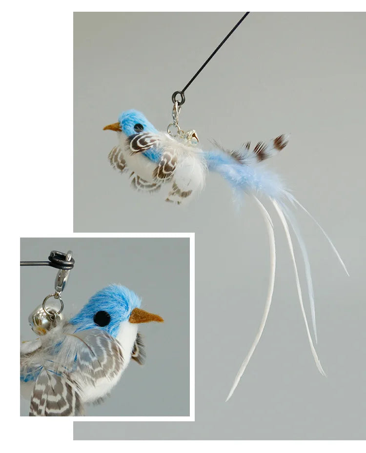 Handfree Bird/Feather Wand Bell Suction Cup Interactive Hunting Exercise