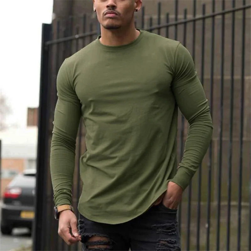 Men’s Slim-Fit Long Sleeve Cotton T-Shirt