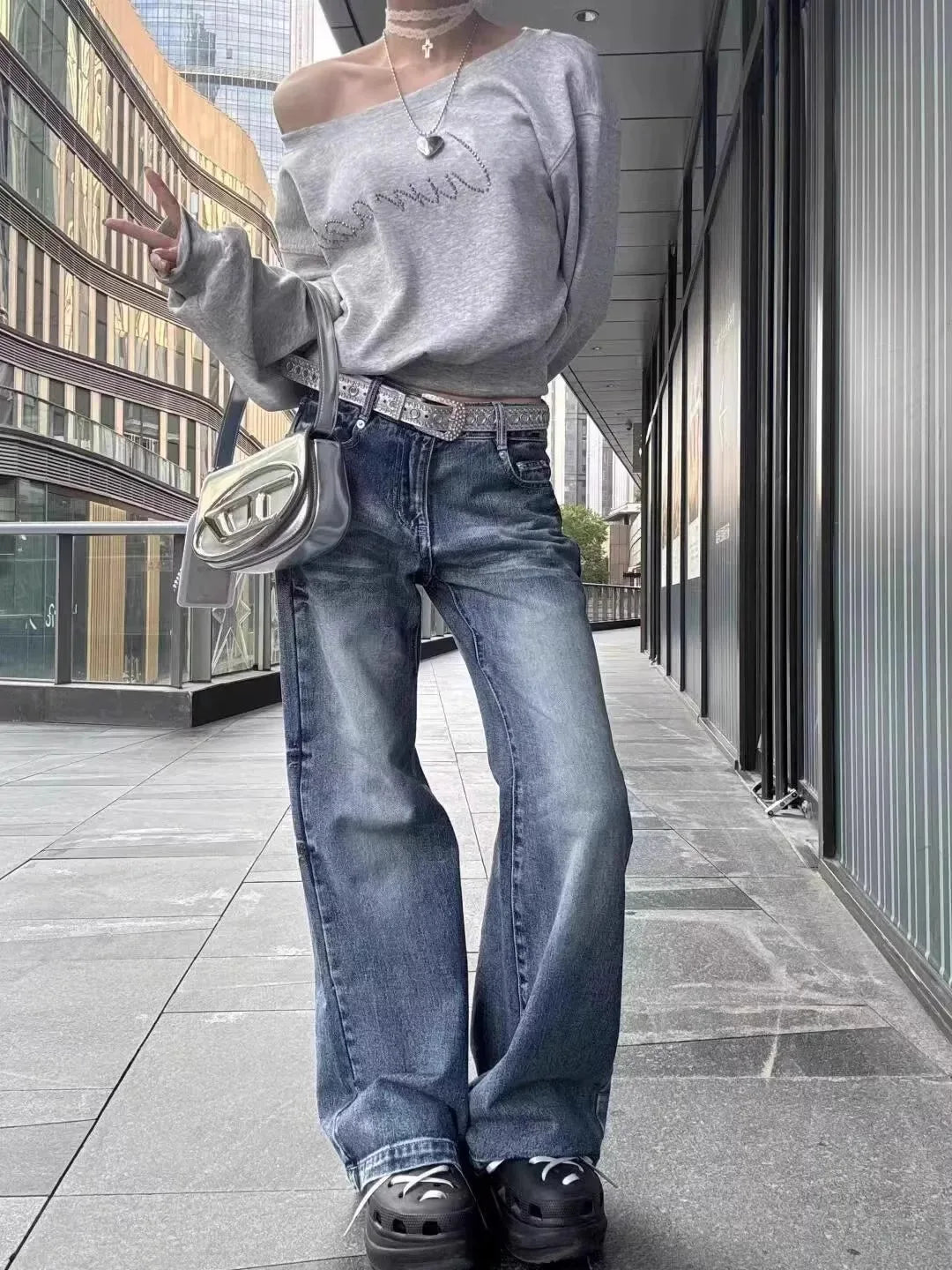 Women’s Off-Shoulder Cropped Hoodie