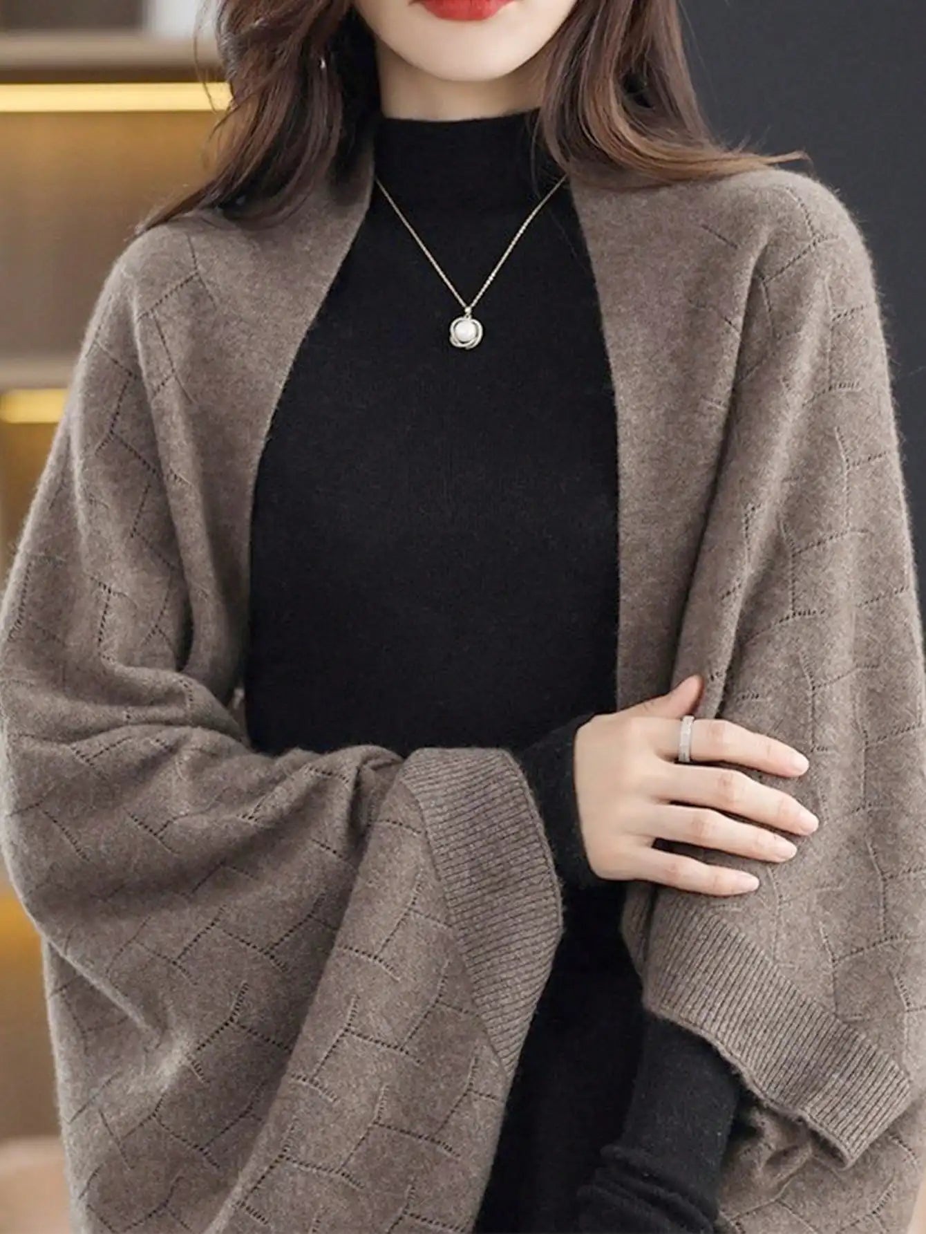 100% Merino Wool Poncho Cardigan