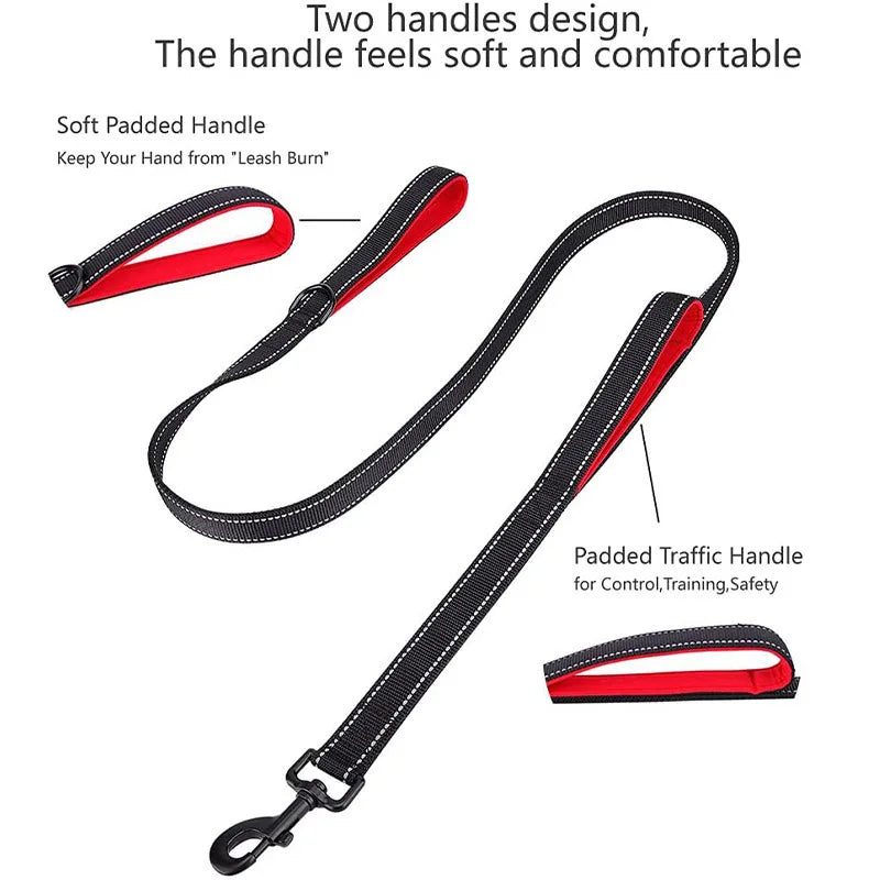 1.2/1.5/1.8m Two Handle Heavy Duty Double Handle Nylon Dog Leash For Training Control Guard Rope Walking Cats Dogs Harness Lead