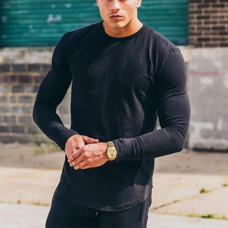Men’s Slim-Fit Long Sleeve Cotton T-Shirt