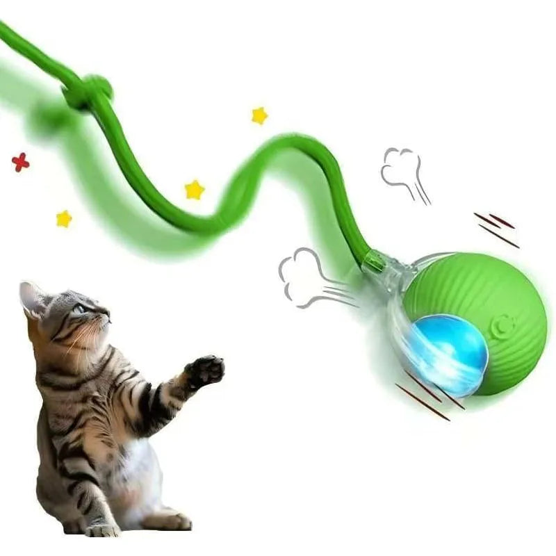 Cat Interactive Ball Toy 3 Mode Automatic Rolling Ball Faux Tail Rechargeable Smart Pet Electric Toy Cat Training Imitate Mouse