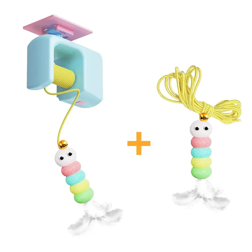 Electric Interactive Cat Teasing Stick Toy Elastic Rope Automatic Flying Bird Cat Toy Pet Stress Relief Toys For Cats