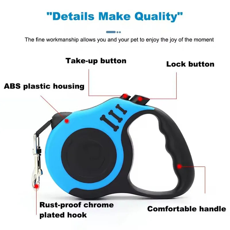 Retractable Dog Leash Outdoor Pet Leash Nylon Braided Rope for Small Medium Dogs Pet Supplies Hiking Walking Traction Rope