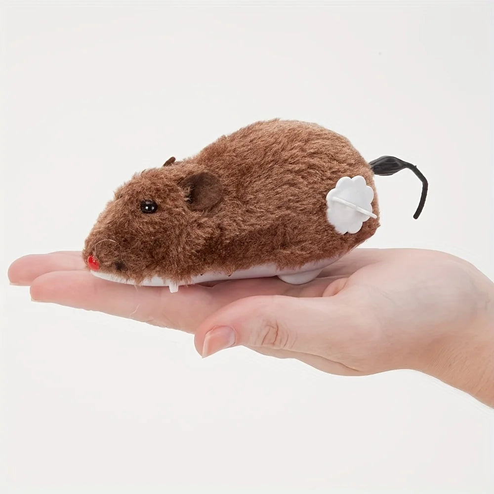 1/5pcs Interactive Plush Wind-Up Mouse Mechanical Moving
