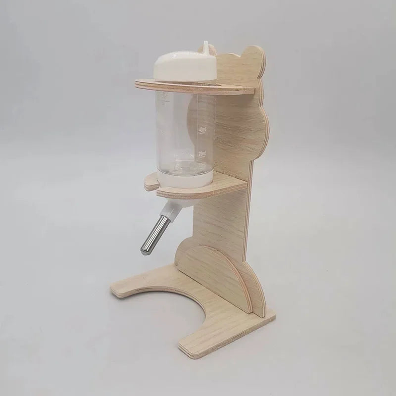 2pcs Set Hamster Ball Water Bottle Rack Golden Bear Vertical Water Bottle Solid Wood Bracket Flower Branch Mouse Water Dispenser
