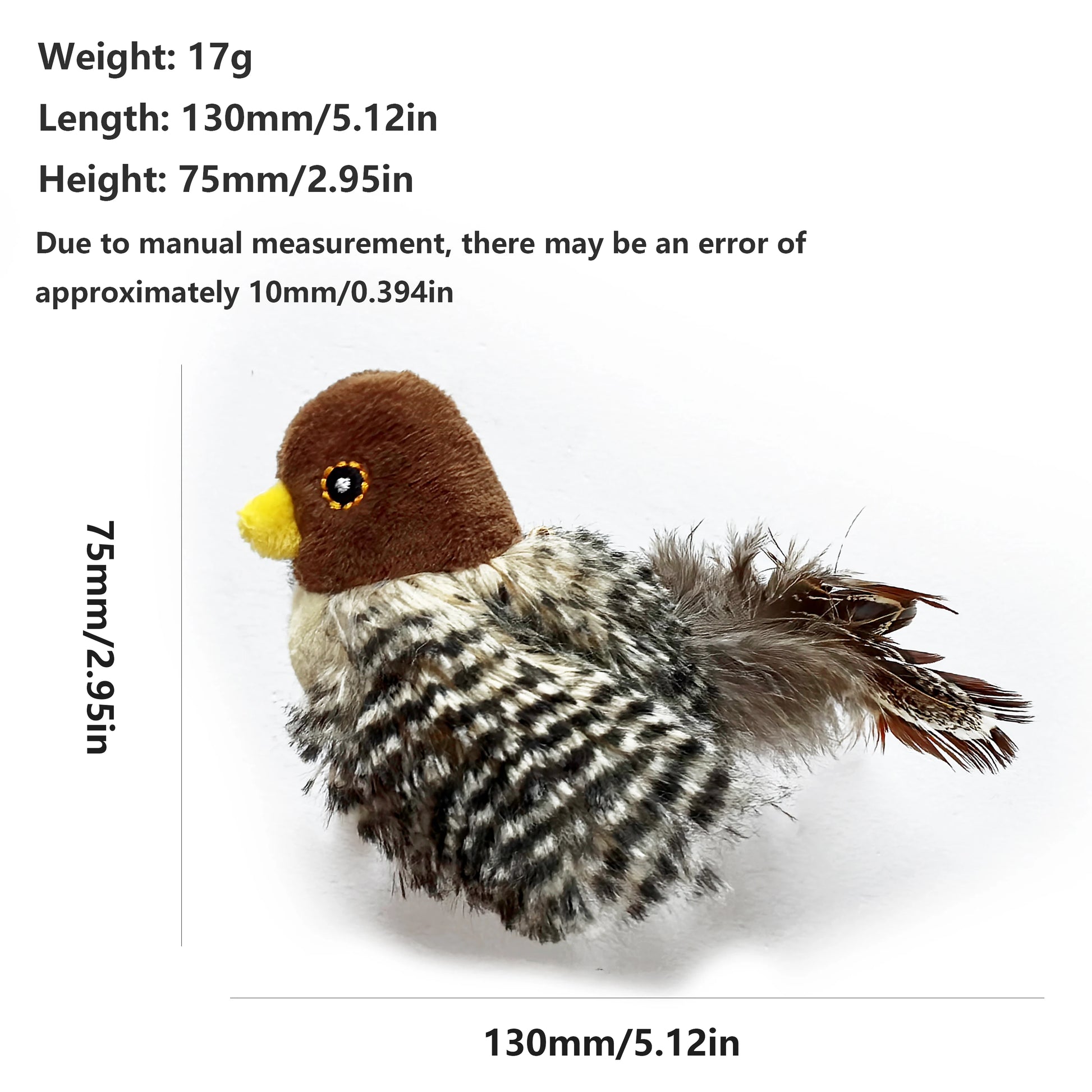 Interactive Squeaky Bird Feather Catnip Chirping