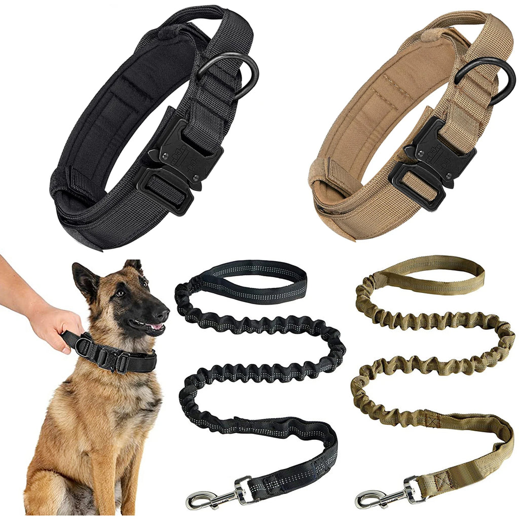Heavy-Duty Military Tactical Dog Collar & Leash Set: Adjustable & Durable For All sized dog
