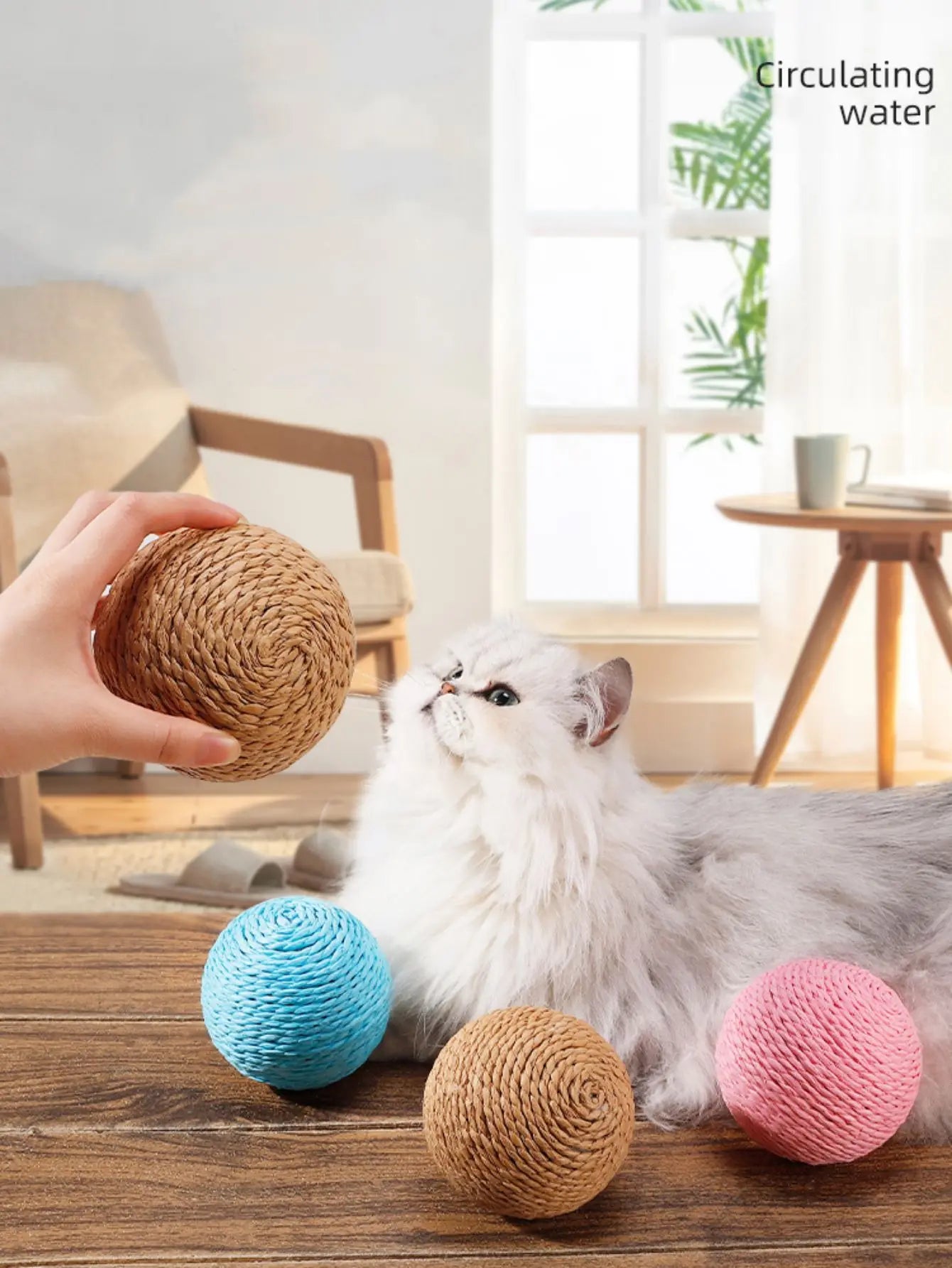 10CM Interactive Sisal Scratching Ball Teeth Cleaning Anti Bite Sounding