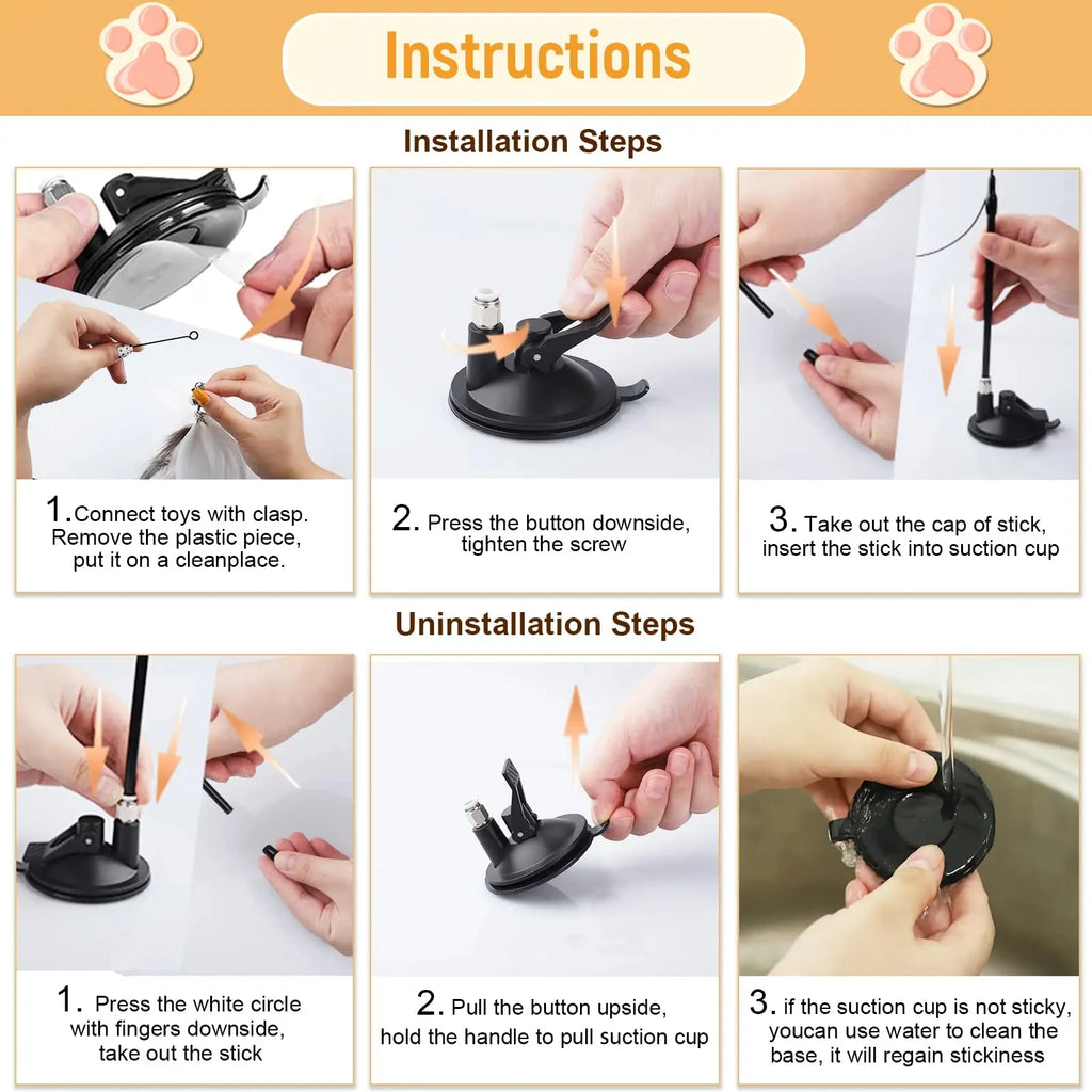 Feathers Wand Interactive Suction Cup Detachable 2 PCS Replacements