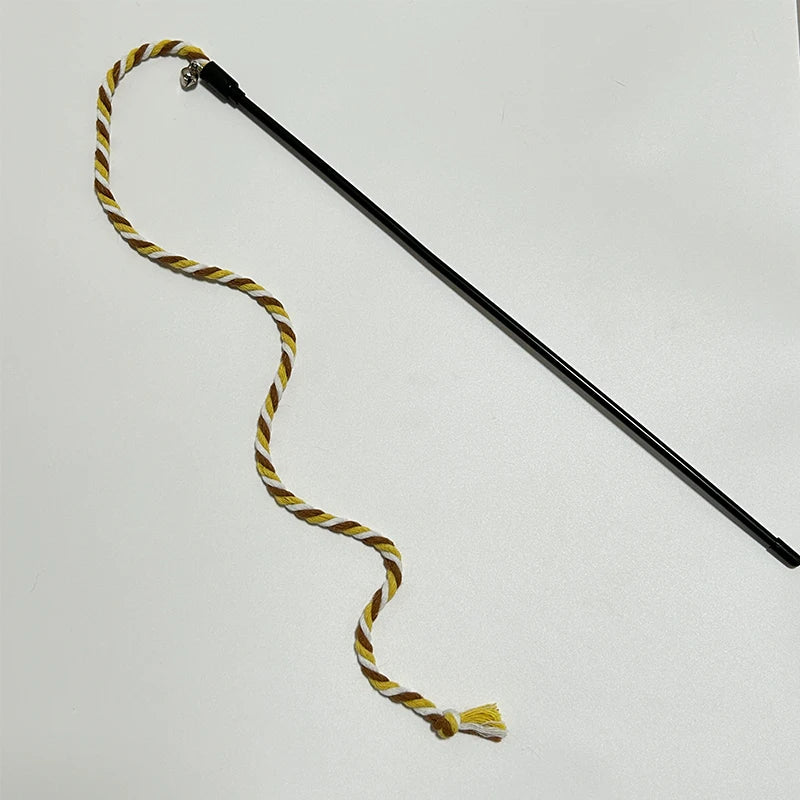 Interactive Cats Toys Long Satin Ribbon Cat Teaser Rod Toy Kitten Playing Teaser Wand Toy Cat Stick Toy