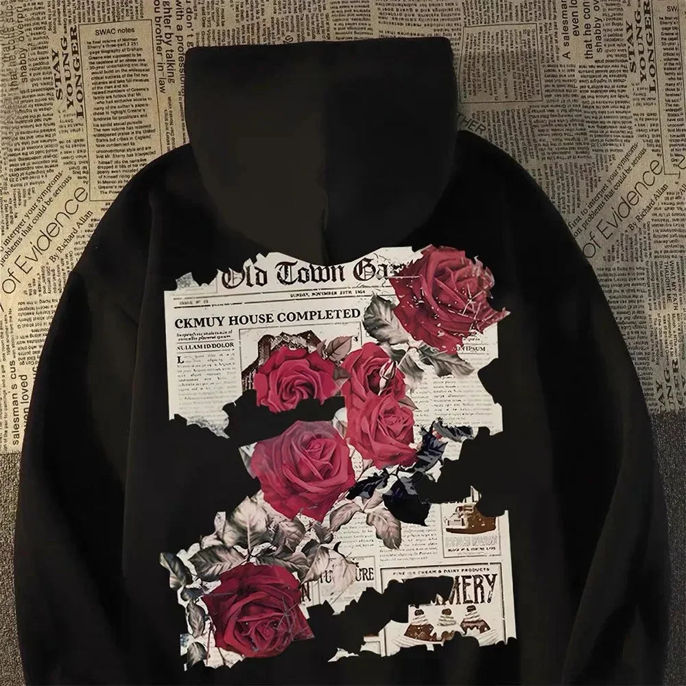 Men’s Graphic Rose Print Hoodie