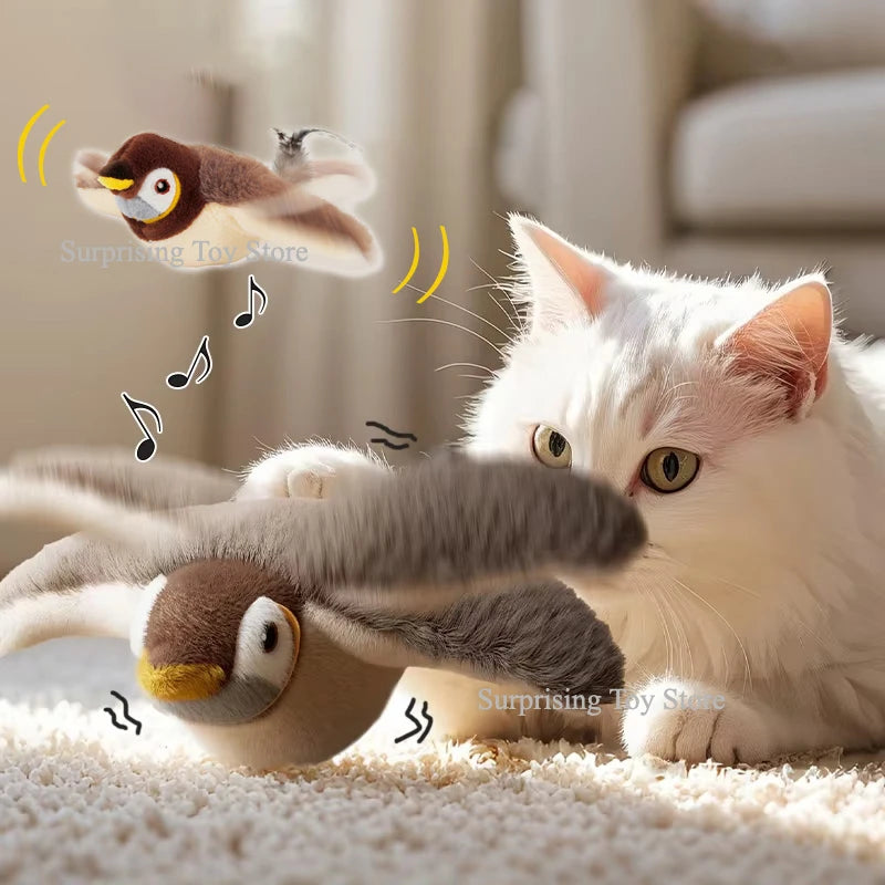 Simulated Bird Cat Toy Interactive Rechargeable Catnip Touch Activated Plush